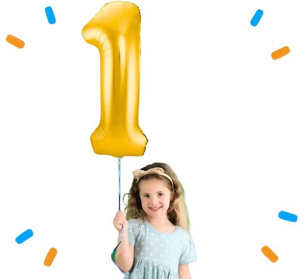 1 Jaar Cijfer Goud Helium Ballon - Gevuld Met Helium - 86 cm - Ballonnenshop.nl
