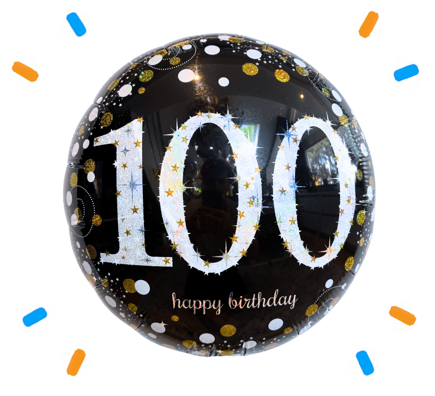 100 Jaar Helium Ballon Zwart/Zilver/Goud - Gevuld Met Helium - 46 cm - Ballonnenshop.nl
