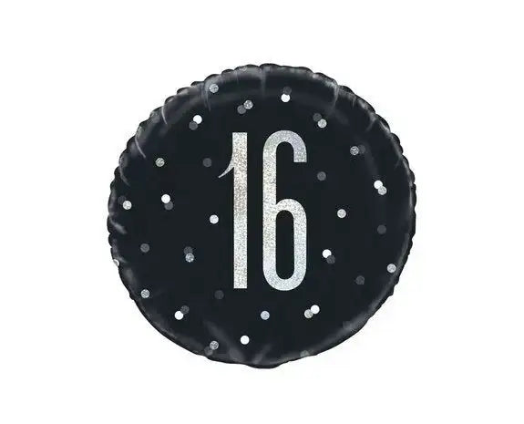 16 Jaar Folie Ballon Zwart 45 cm - Ballonnenshop.nl