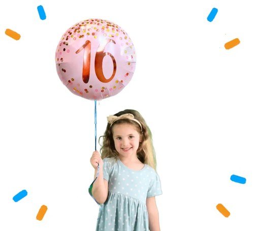 16 Jaar Helium Ballon Roze - Gevuld Met Helium - 46 cm - Ballonnenshop.nl