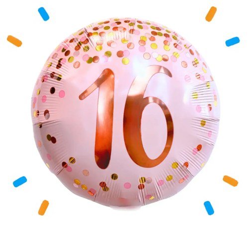 16 Jaar Helium Ballon Roze - Gevuld Met Helium - 46 cm - Ballonnenshop.nl