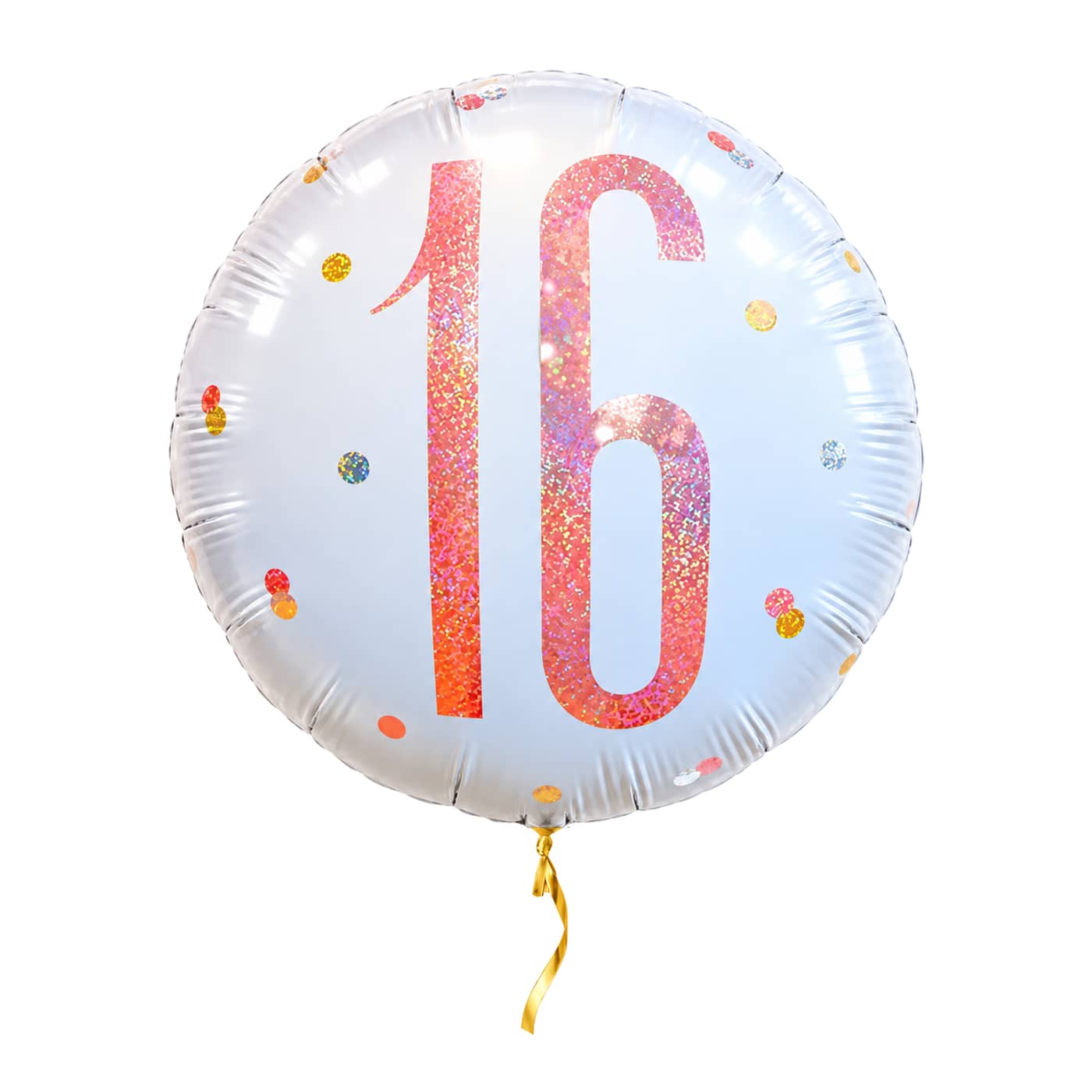 16 Jaar Helium Ballon Wit – met helium gevuld, met gouden lint