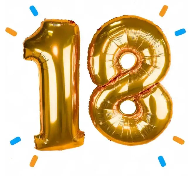 18 Jaar Cijfer Ballonnen Goud - Gevuld Met Helium - 66 cm - Ballonnenshop.nl