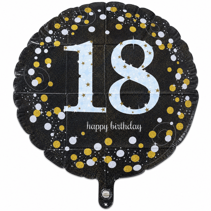 18 Jaar Folie Ballon Zwart/Zilver/Goud - 46 cm - Ballonnenshop.nl
