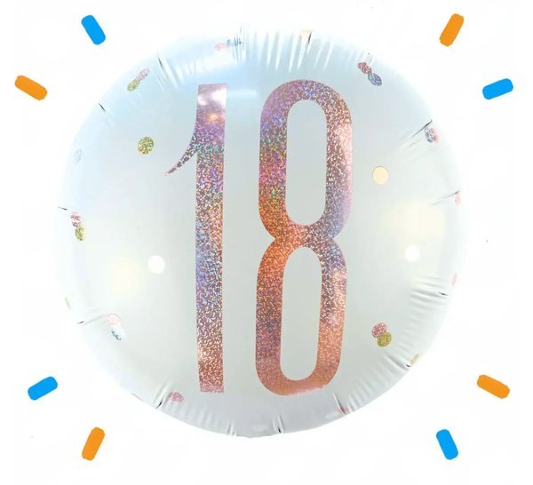 18 Jaar Helium Ballon Wit - Gevuld Met Helium - 45 cm - Ballonnenshop.nl