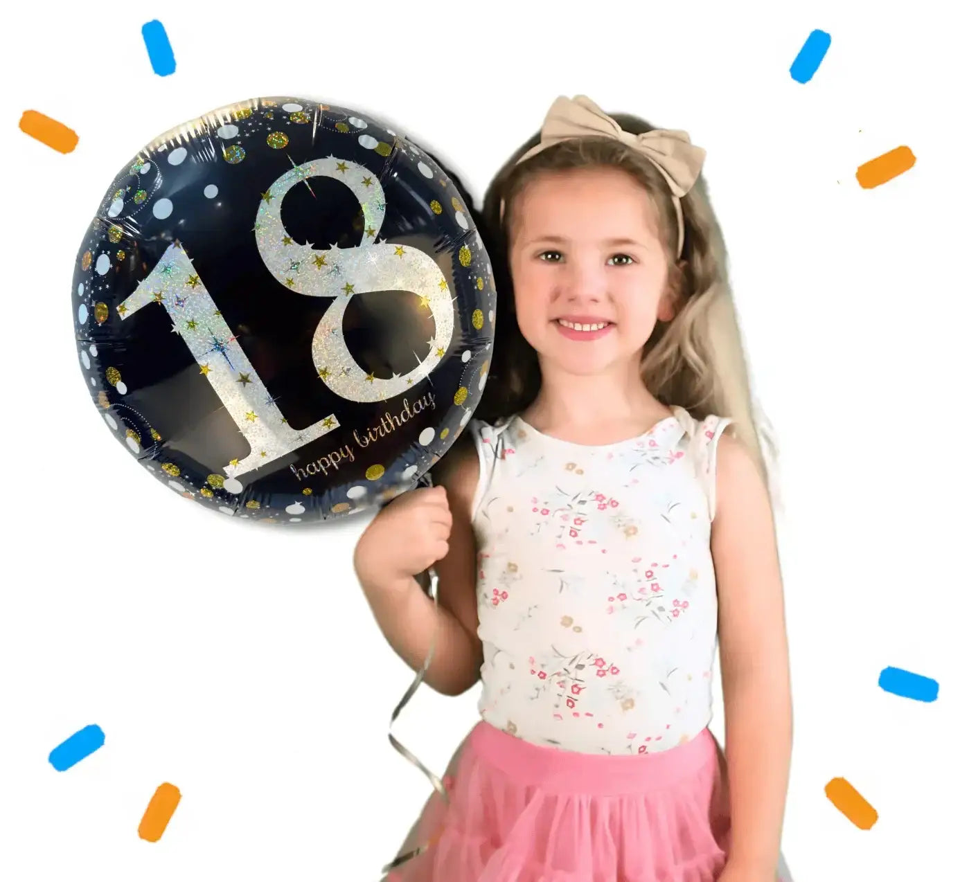18 Jaar Helium Ballon Zwart/Zilver/Goud - Gevuld Met Helium - 46 cm - Ballonnenshop.nl