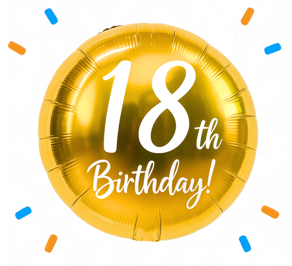 18th Birthday Helium Ballon Goud - Gevuld Met Helium - 45 cm