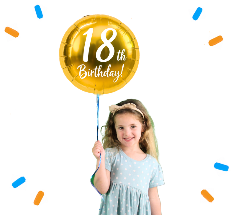 18th Birthday Helium Ballon Goud - Gevuld Met Helium - 45 cm