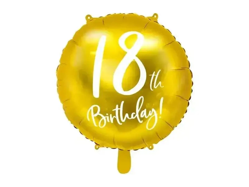 18th Birthday Folie Ballon Goud 45 cm - Ballonnenshop.nl