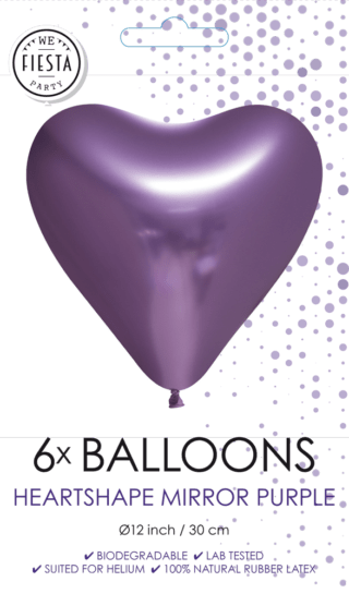 Paarse Hartjes Ballonnen - 6 stuks - 30 cm
