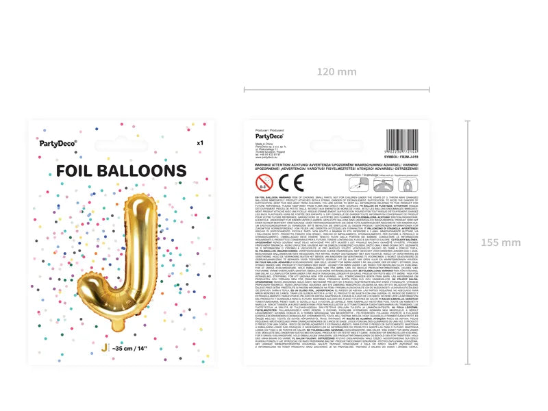 Letter Ballon J Goud - 35 cm