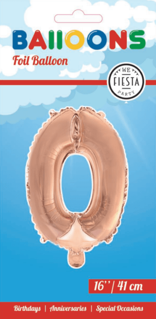 Cijfer Ballon 0 - Rose Goud - 41 cm