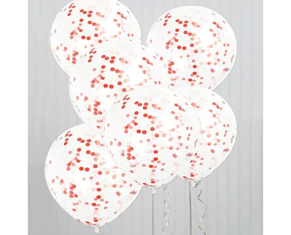 Rode Confetti Ballonnen - 6 stuks - 30,5 cm