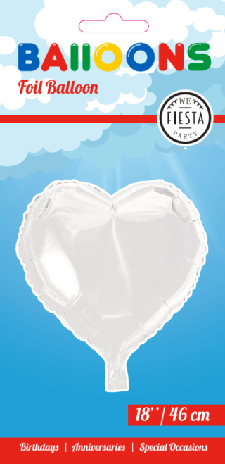 Helium Ballon Hart - Wit - 46 cm