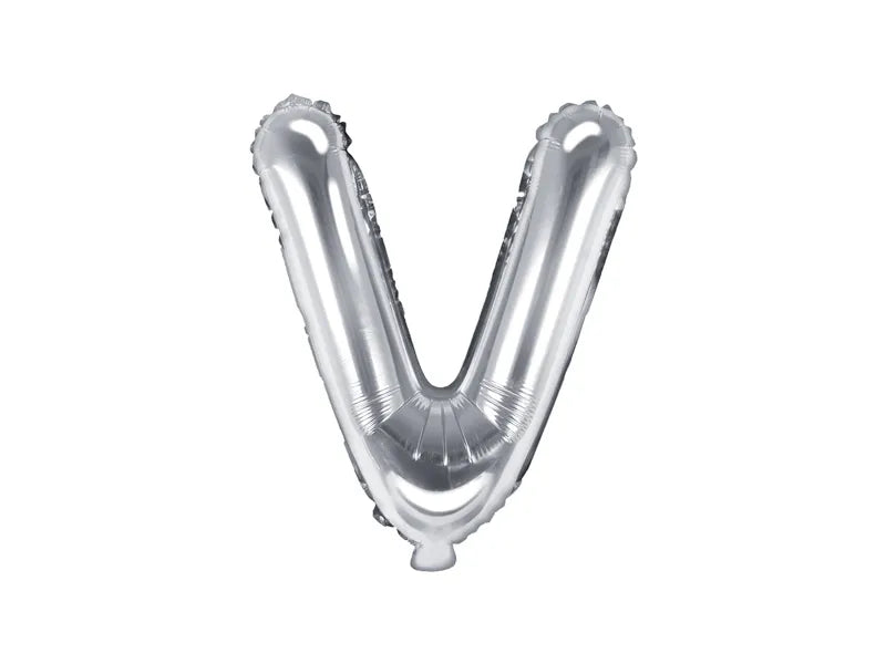Letter Ballon V Zilver - 35 cm