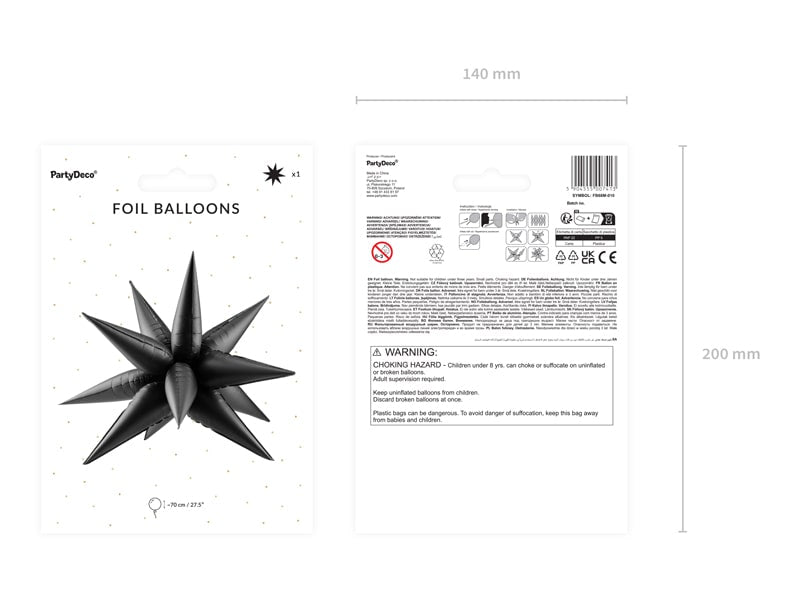 Ster 3D Helium Ballon Zwart 70 cm