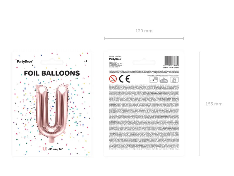 Letter Ballon U Rose Goud - 35 cm