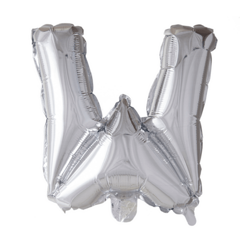Letter Ballon W Zilver 102 cm