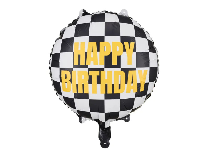 Happy Birthday Geblokte Vlag Helium Ballon - 45 cm