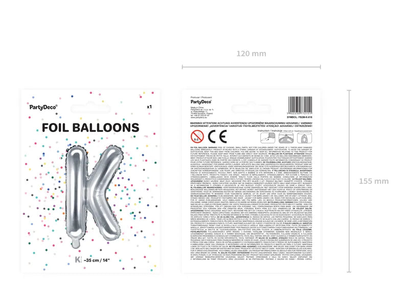 Letter Ballon K Zilver - 35 cm