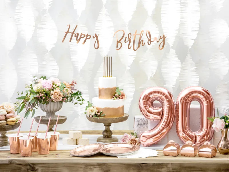 Cijfer Ballon 9 Rose Goud 35 cm