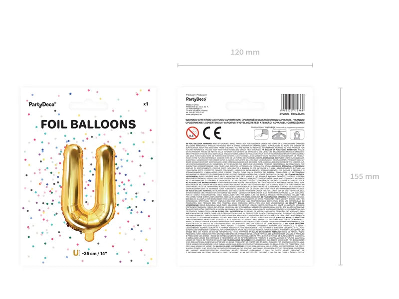 Letter Ballon U Goud - 35 cm