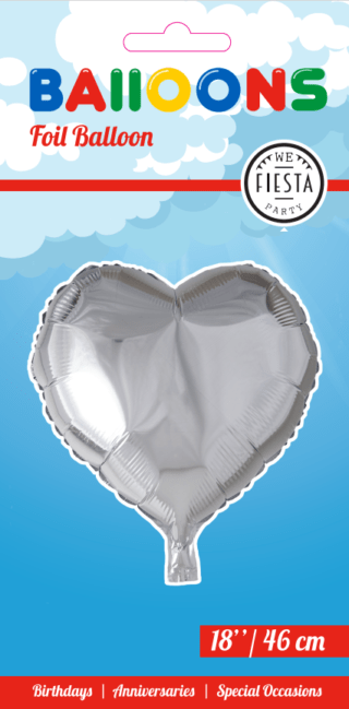 Helium Ballon Hart - Zilver - 46 cm
