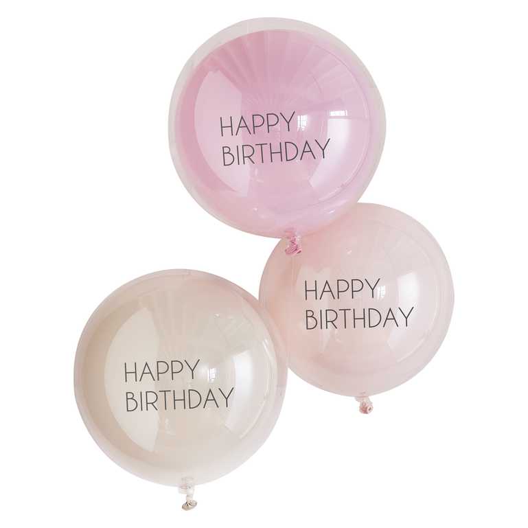 Dubbel Gelaagde Happy Birthday Ballonnen - 3 stuks - 45 cm
