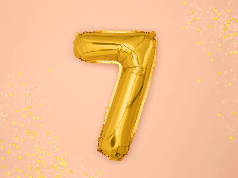 Cijfer Ballon 7 Goud 35 cm