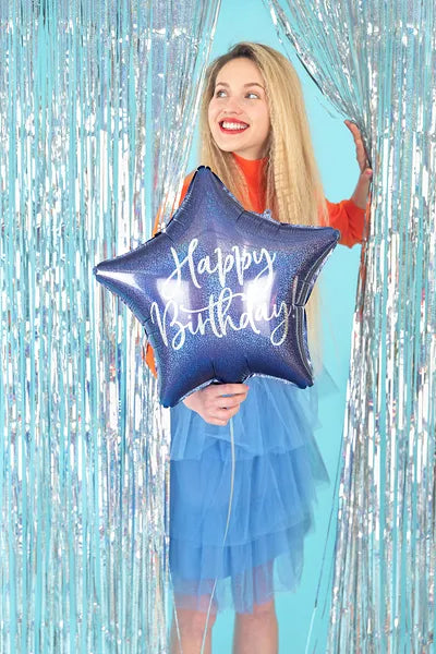 Happy Birthday Ster Helium Ballon Blauw 40 cm