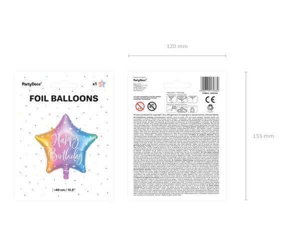 Happy Birthday Ster Helium Ballon 40 cm