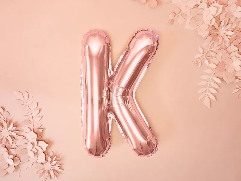 Letter Ballon K Rose Goud - 35 cm
