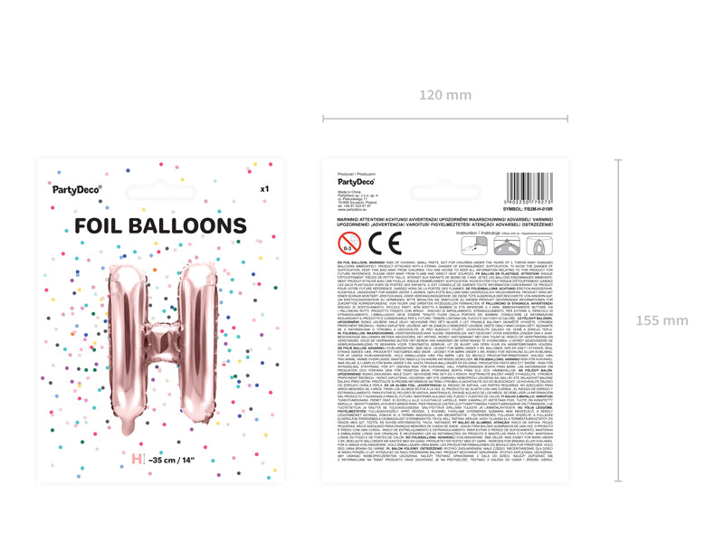 Letter Ballon H Rose Goud - 35 cm