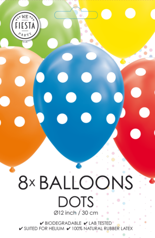 Gekleurde Ballonnen stippen - 8 stuks - 30 cm
