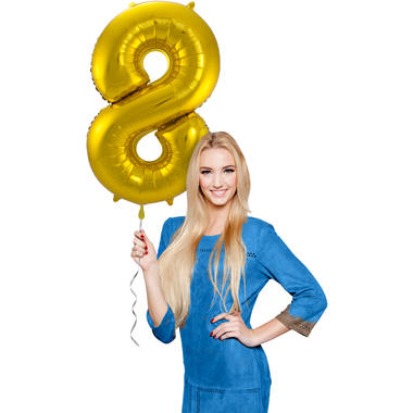 Cijfer Ballon 8 - Goud - 86 cm
