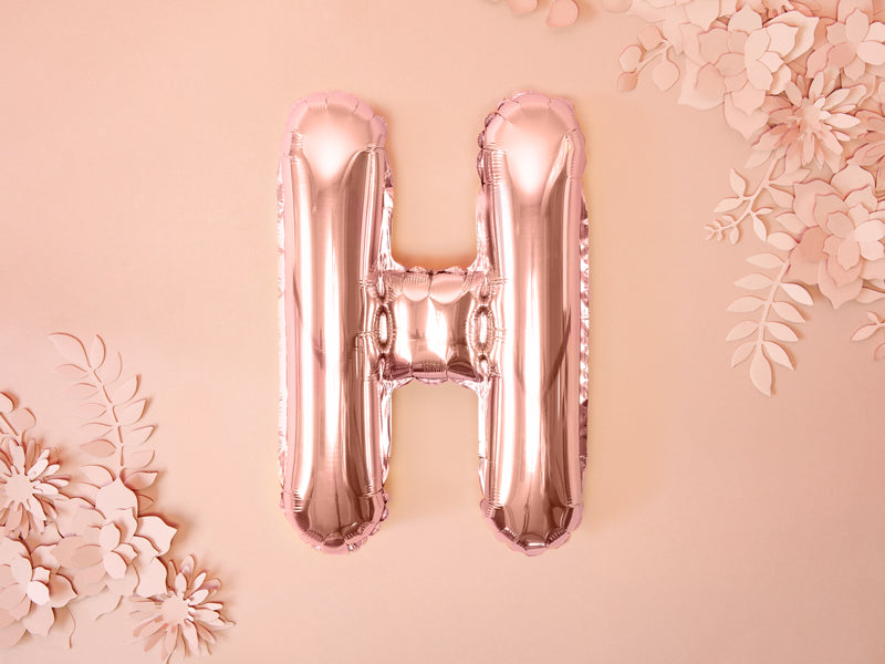 Letter Ballon H Rose Goud - 35 cm