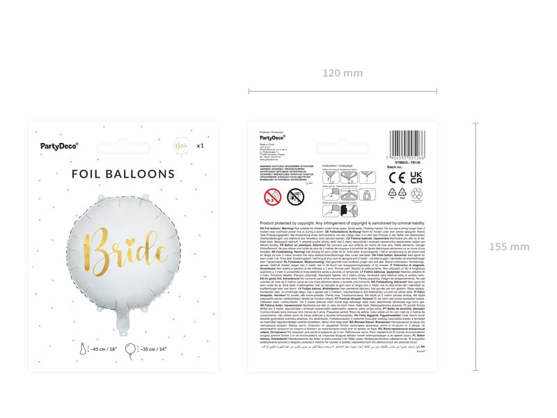 Bride Helium Ballon Wit 45 cm