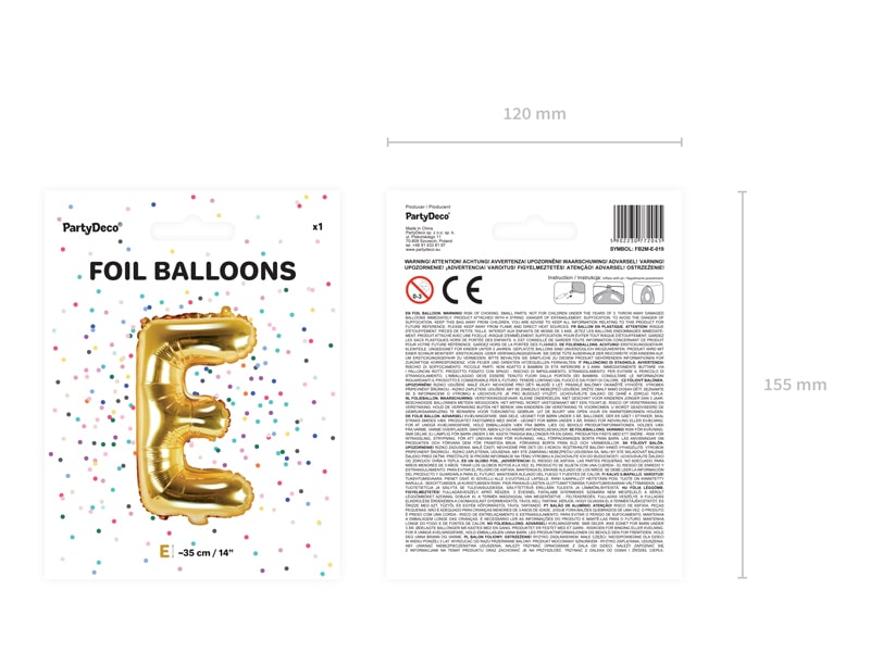 Letter Ballon E Goud - 35 cm