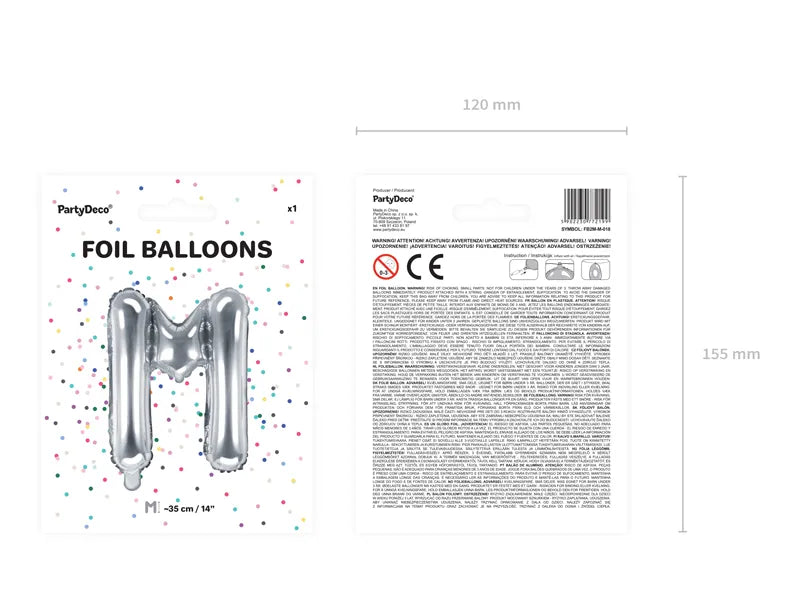 Letter Ballon M Zilver - 35 cm