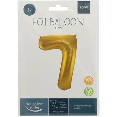Cijfer Ballon 7 - Goud - 86 cm