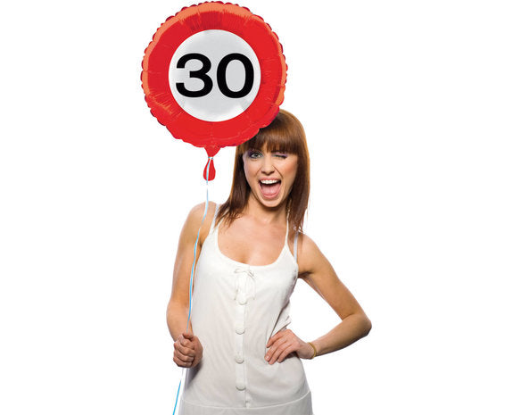 Helium Ballon Verkeersbord 30 Jaar - 45 cm