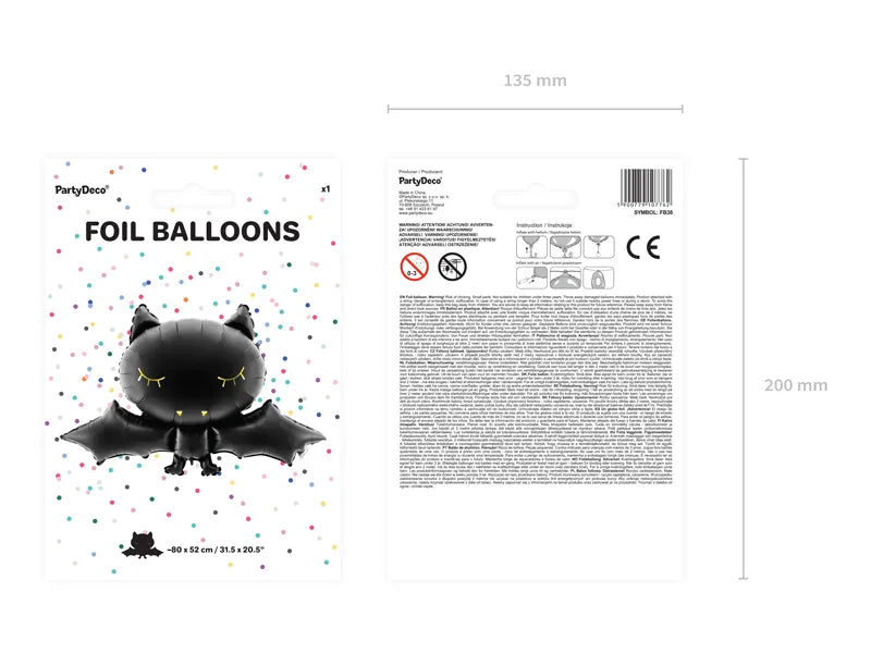 Vleermuis Helium Ballon 80 cm