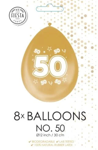 Gouden Ballonnen 50 Jaar Metallic - 8 stuks - 30 cm