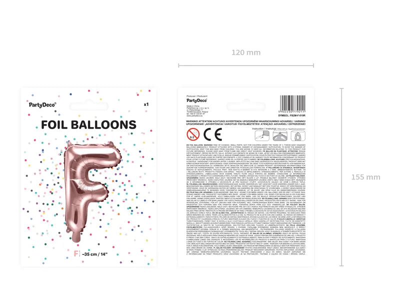 Letter Ballon F Rose Goud - 35 cm