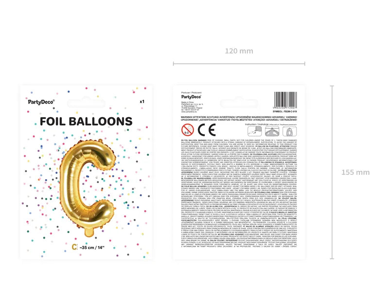 Letter Ballon C Goud - 35 cm