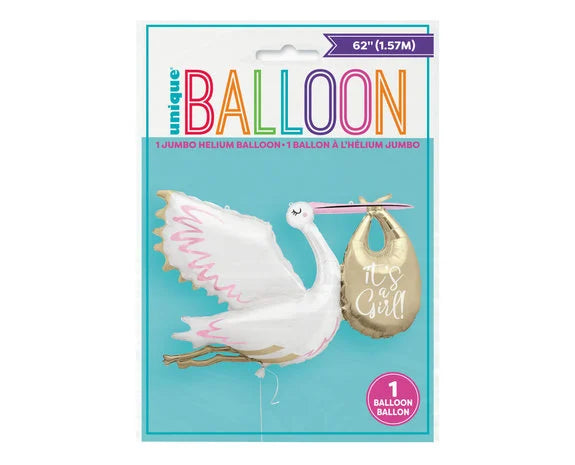 Ooievaar It's A Girl Helium Ballon - 157 cm