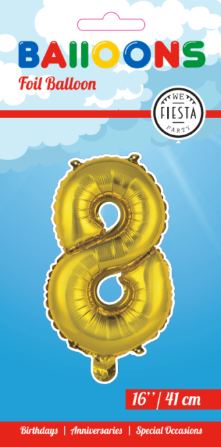 Cijfer Ballon 8 - Goud - 41 cm