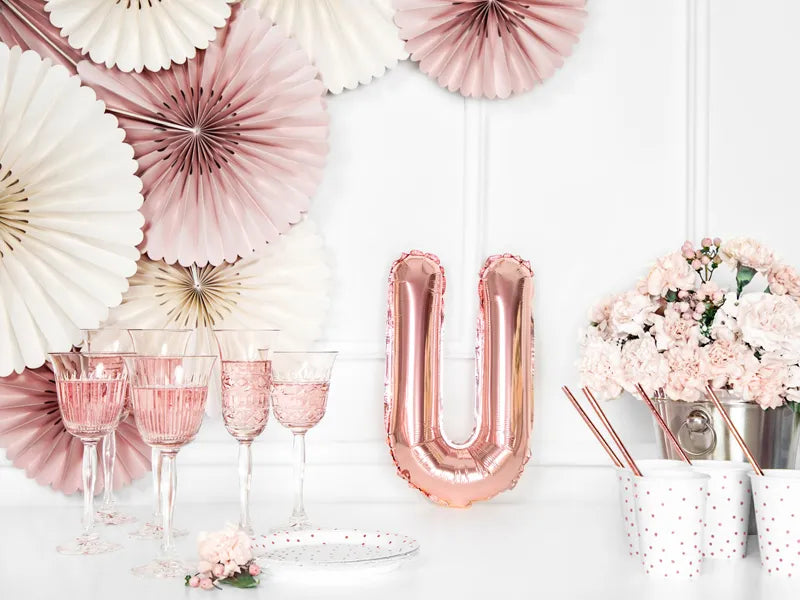 Letter Ballon U Rose Goud - 35 cm