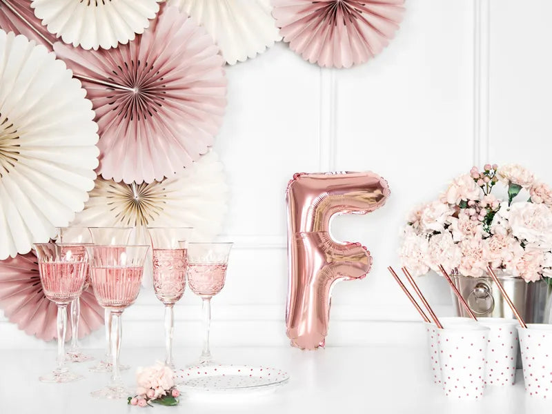 Letter Ballon F Rose Goud - 35 cm