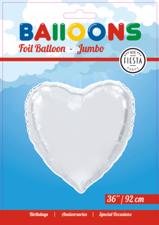Helium Hart Ballon - Zilver - 91 cm